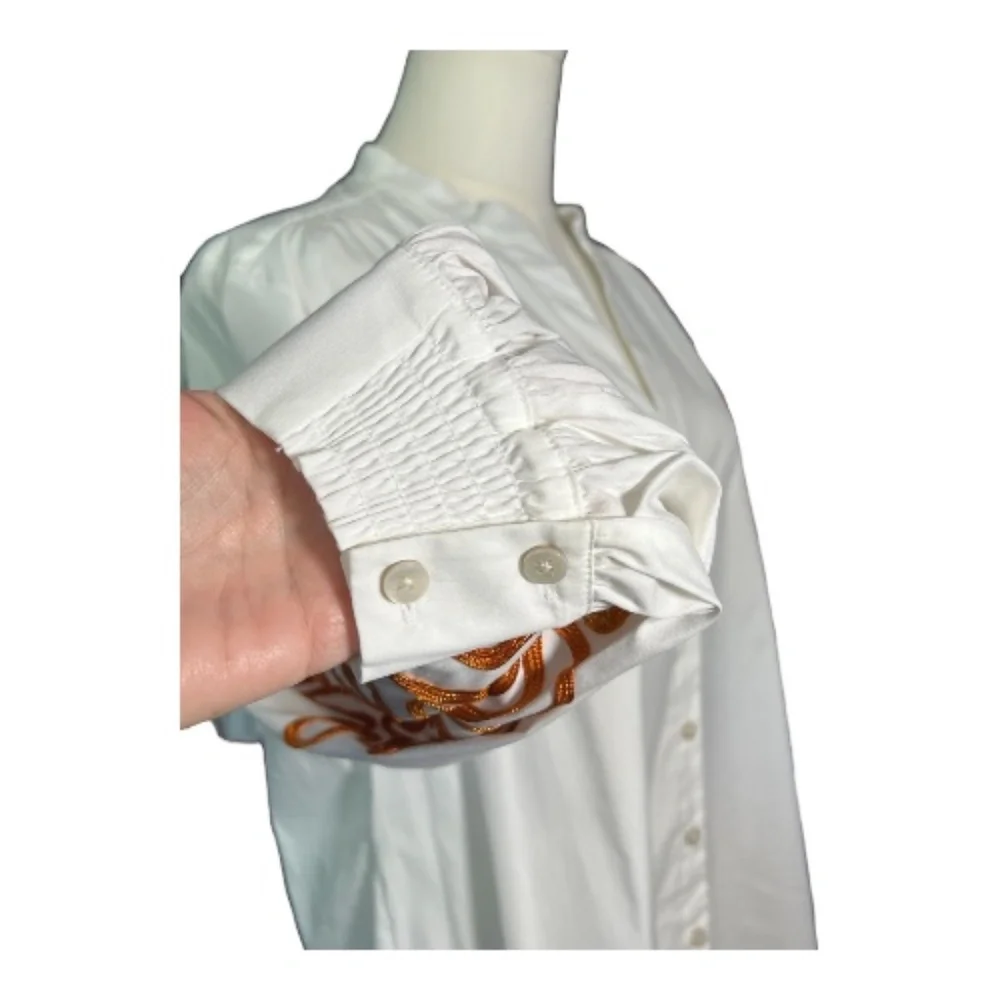 EUC Chico’s embroidered poplin blouse balloon sleeve | size 14 - Picture 5 of 10